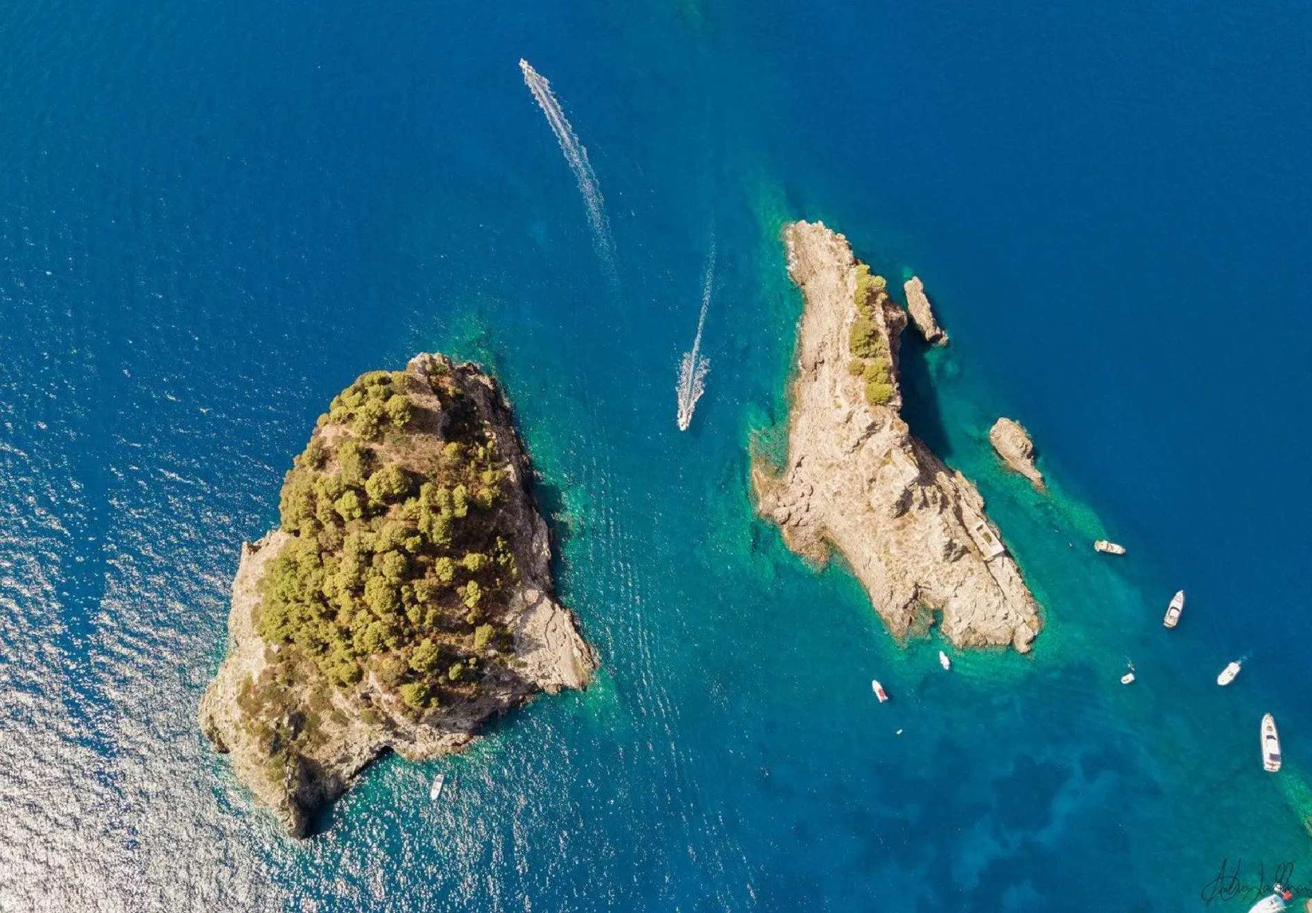 Li Galli Islands surrounded by turquoise waters along the Amalfi Coast